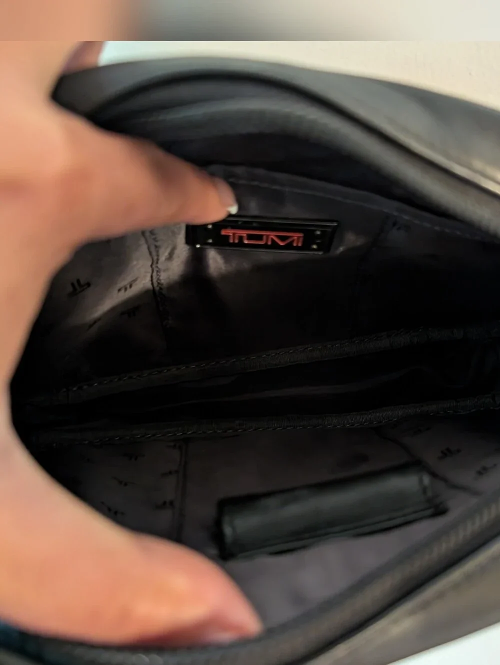 Tumi All Leather Black Clutch/ Wristlet/ Toiletry Bag
